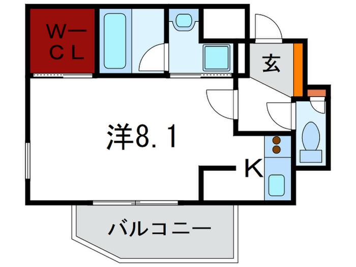 ベルフェリーク新神戸(1K/6階)の間取り写真