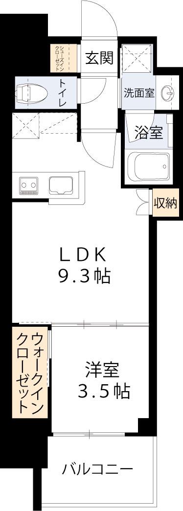 アーバネックス南森町イースト(1LDK/11階)の間取り写真