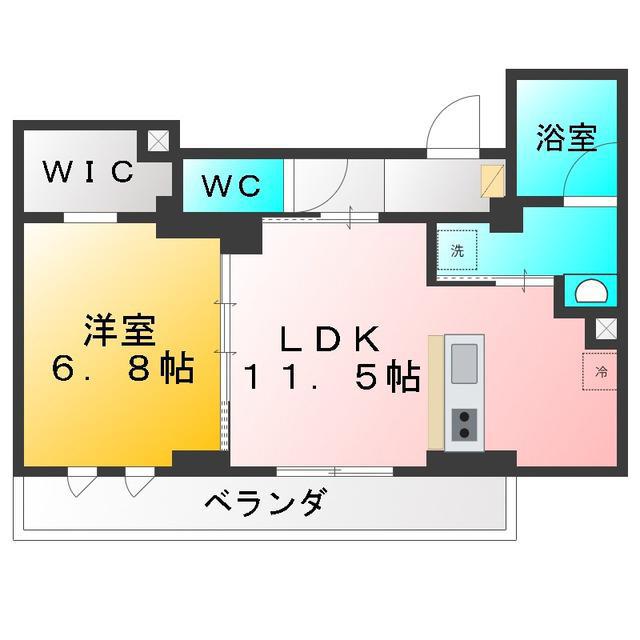 ボヌール(1LDK/4階)の間取り写真
