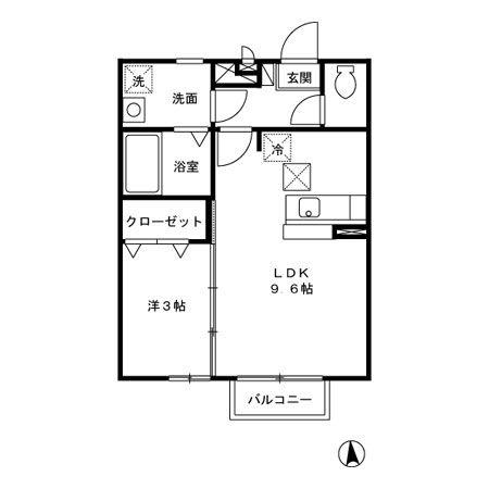 ラクリアス(1LDK/1階)の間取り写真