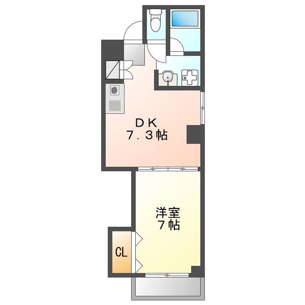 ウエストフロント桜山(1DK/3階)の間取り写真