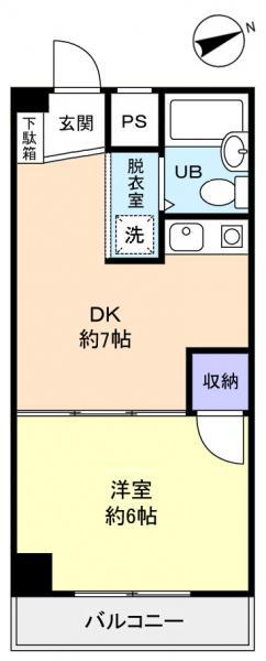 レジデンス松の木(1DK/3階)の間取り写真