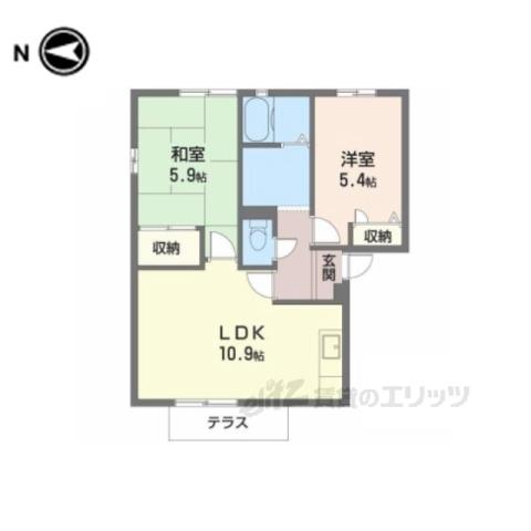 ディアス有里B(2LDK/1階)の間取り写真