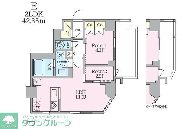 クレストコート東池袋(2LDK/7階)の間取り写真