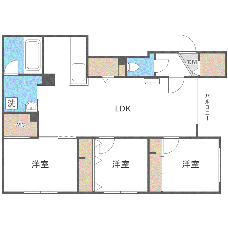 ASTER S14(3LDK/1階)の間取り写真