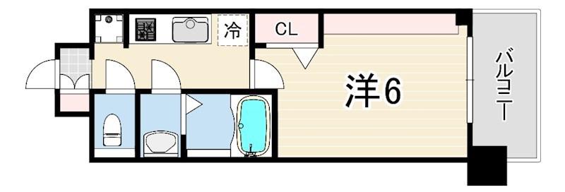 プレリス尼崎レーネヴィア(1K/2階)の間取り写真