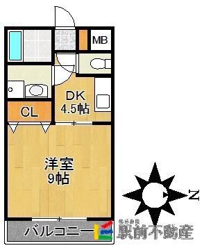 アンプルールベトンHISASHI(1DK/4階)の間取り写真