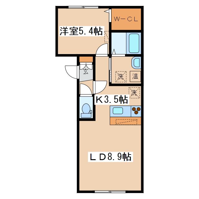 8ミリオン(1LDK/4階)の間取り写真