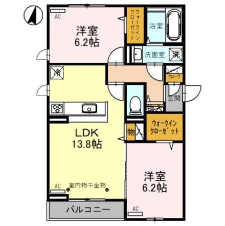 ファーストステージ飯田(2LDK/2階)の間取り写真