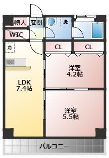的野ビル(2LDK/2階)の間取り写真