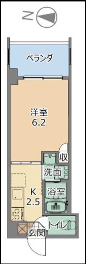 トーマス内間(1K/2階)の間取り写真