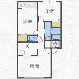 ボヌールN36(2LDK/1階)の間取り写真