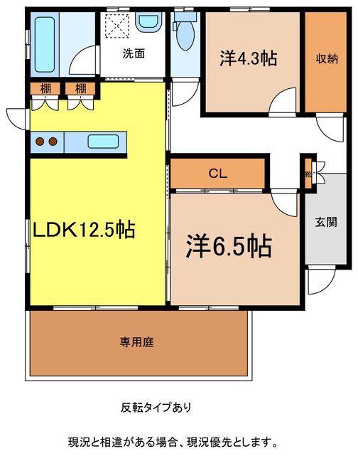 ナトゥーア西春近II(2LDK/1階)の間取り写真