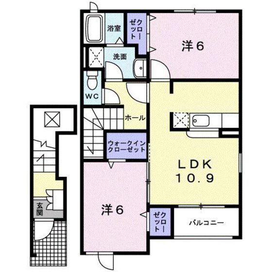 プロムナード III(2LDK/2階)の間取り写真