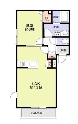 TWIN LEAVES B(1LDK/3階)の間取り写真