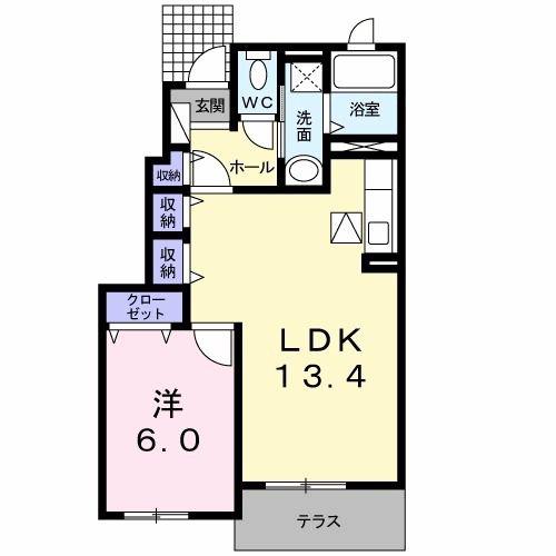 サン・グレース I(1LDK/1階)の間取り写真