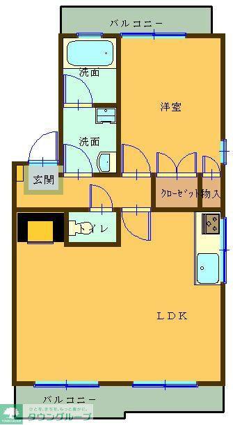 ヤマハハイツB(1LDK/3階)の間取り写真