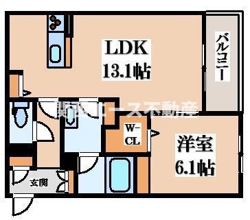 シャーメゾンREFINAR(1LDK/2階)の間取り写真