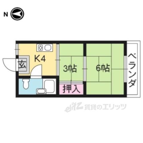 初音コーポ(2K/1階)の間取り写真