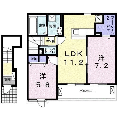リオン I(2LDK/2階)の間取り写真