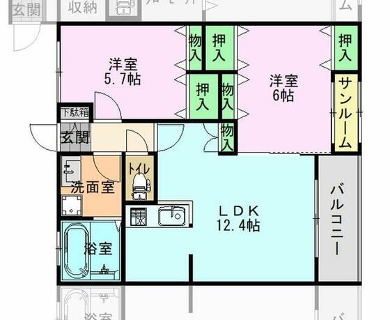 ブルーパール(2LDK/2階)の間取り写真