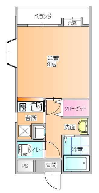 パロスビル(1K/7階)の間取り写真