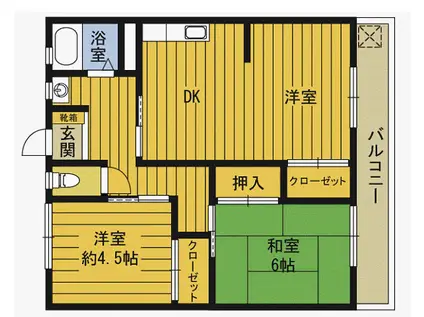 グリーンビル羽屋(2LDK/4階)の間取り写真