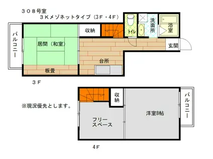 エステート高坂(3K/3階)の間取り写真