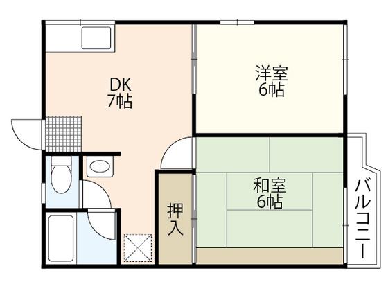 フォーブル清水(2DK/2階)の間取り写真