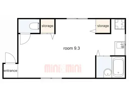 アシケンハイツ東棟(ワンルーム/2階)の間取り写真