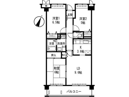 ライネスハイムI(3LDK/1階)の間取り写真