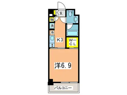 ザ・パークハビオ横浜山手(1K/6階)の間取り写真