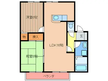 アイリーヒルズA棟(2LDK/2階)の間取り写真