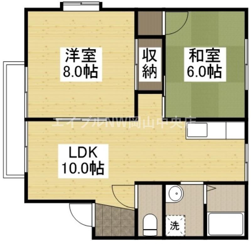 グランドゥールクロズミB(2LDK/2階)の間取り写真