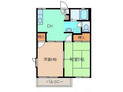 ファミール A(2DK/1階)の間取り写真
