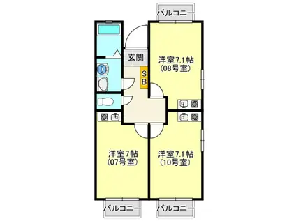 ルシェールシェトワ(ワンルーム/2階)の間取り写真