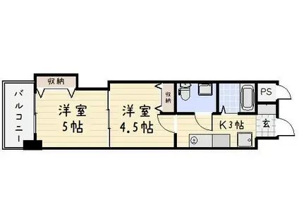 木下鉱産ビル(2K/6階)の間取り写真