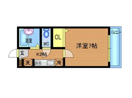 セラヴィII(1K/1階)の間取り写真