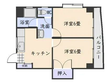レーベン新屋敷(2K/2階)の間取り写真