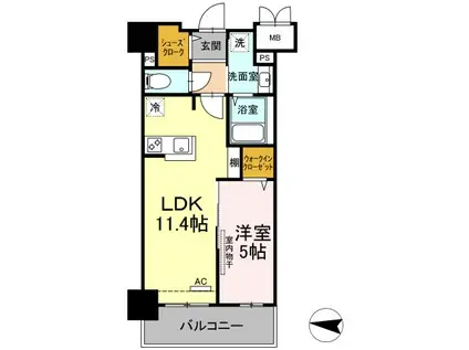 ADORABLE(1LDK/3階)の間取り写真