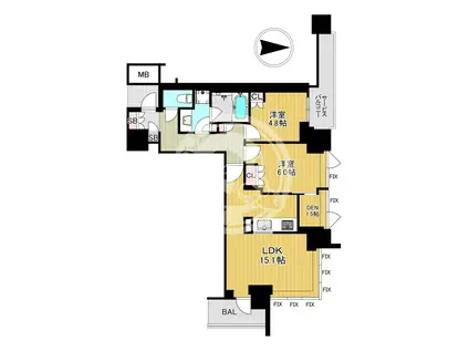 シエリアタワー大阪堀江(2LDK/6階)の間取り写真