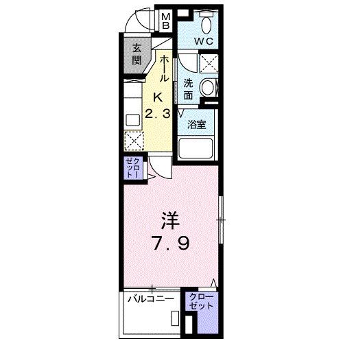 ミライア(1K/3階)の間取り写真