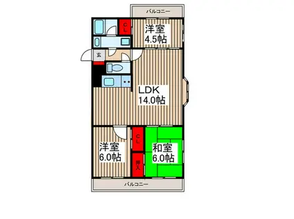 メゾンデュモンテ(3LDK/5階)の間取り写真