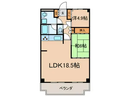 キャトルセゾン岩倉 502(2LDK/5階)の間取り写真