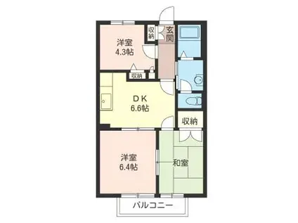 メルベーユ(3DK/2階)の間取り写真