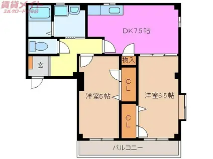 フェル大安(2DK/1階)の間取り写真