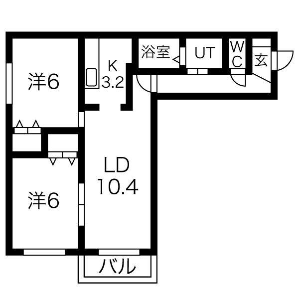 VILLA SUNLIT(2LDK/4階)の間取り写真