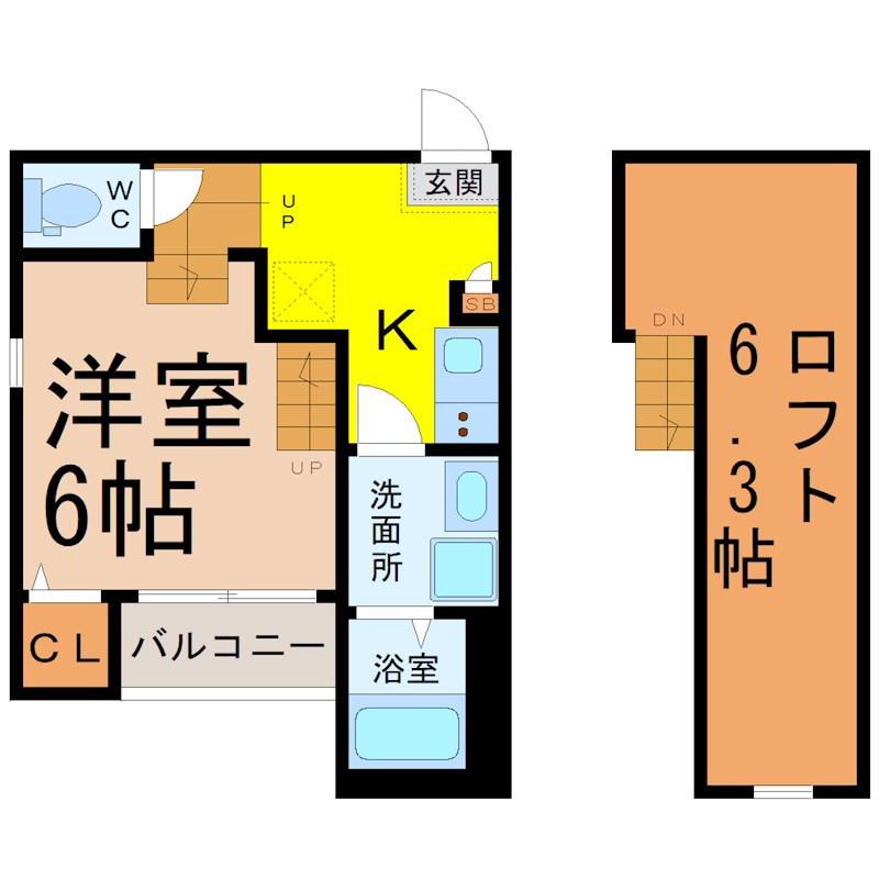 ハーモニーテラス長栄(1SK/1階)の間取り写真