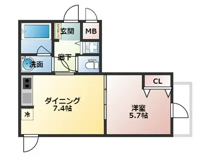 スプランディッド堀江(1DK/10階)の間取り写真