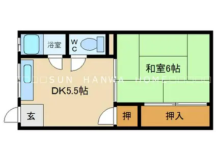 堤コーポ(1K/1階)の間取り写真